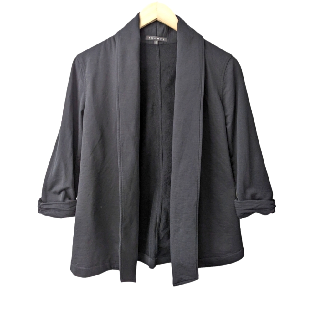 Theory Draped Open-Front Jacket Cardigan, Cotton … - image 1